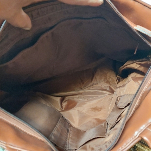 Vintage* Synethetic and Embroidered Tan Handbag - Picture 9 of 16